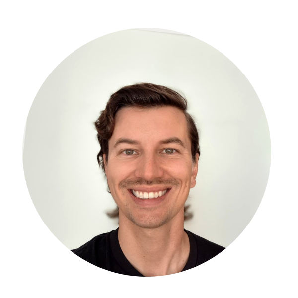 Smiling young man portrait with circular white background