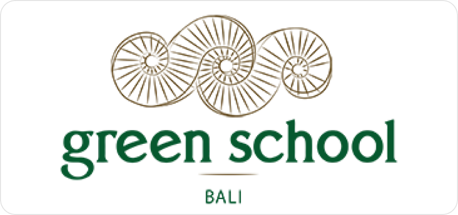 Green School Bali logo with spiral design