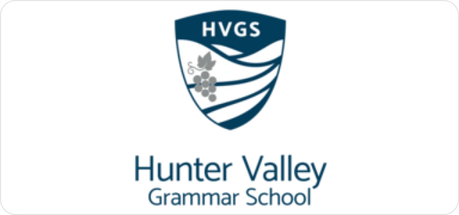 Hunter Valley Grammar School shield logo with grapes